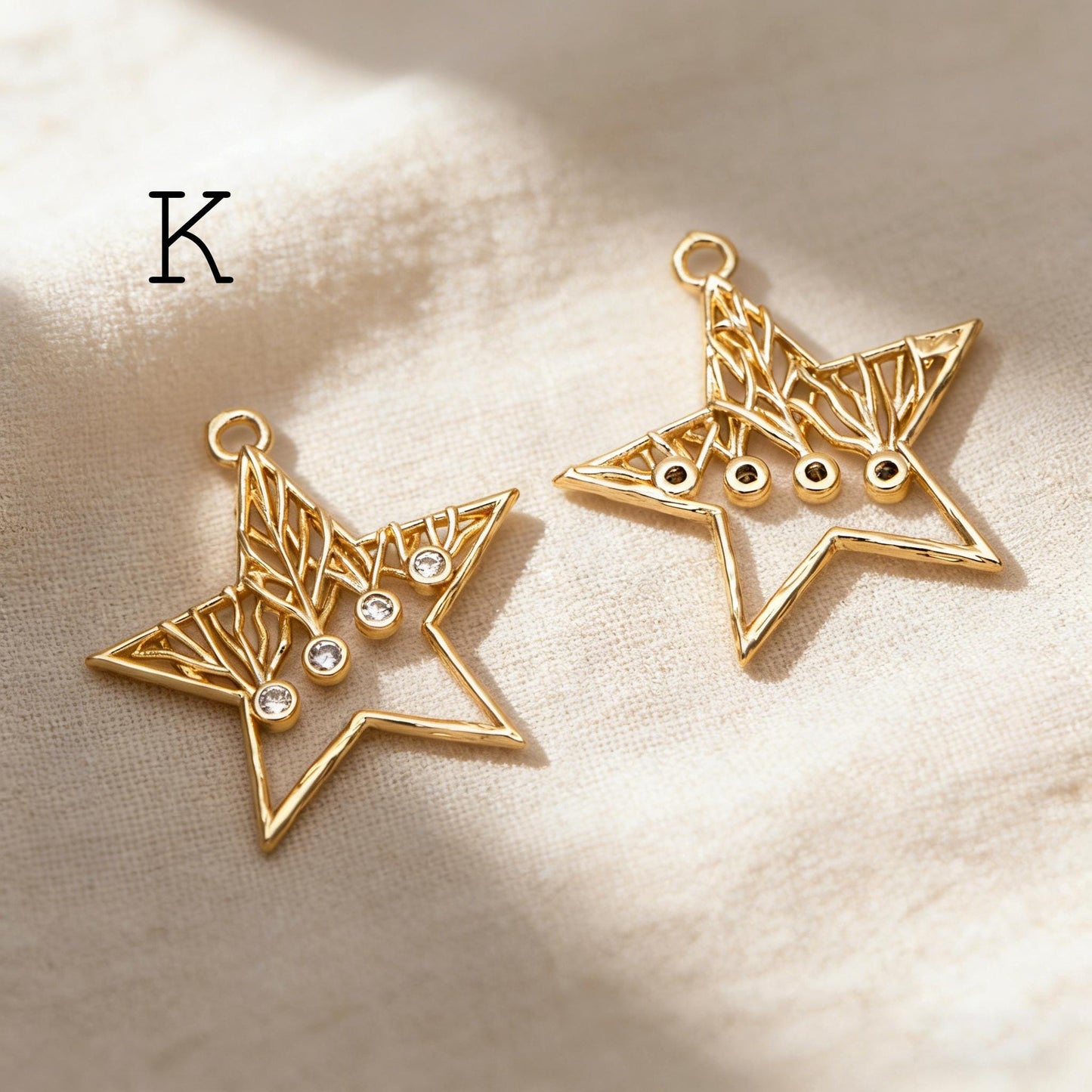 4pcs Gold Star Charm, Earring Findings, Jewelry Making, Diy Material, Jewelry Supplies (GB-2900)
