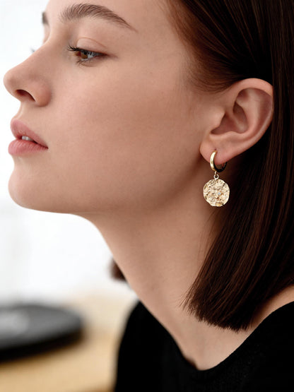 10pcs Gold Hammered Geometric Charms, 18K Gold plated Brass Rustic Pendants (GB-2977)