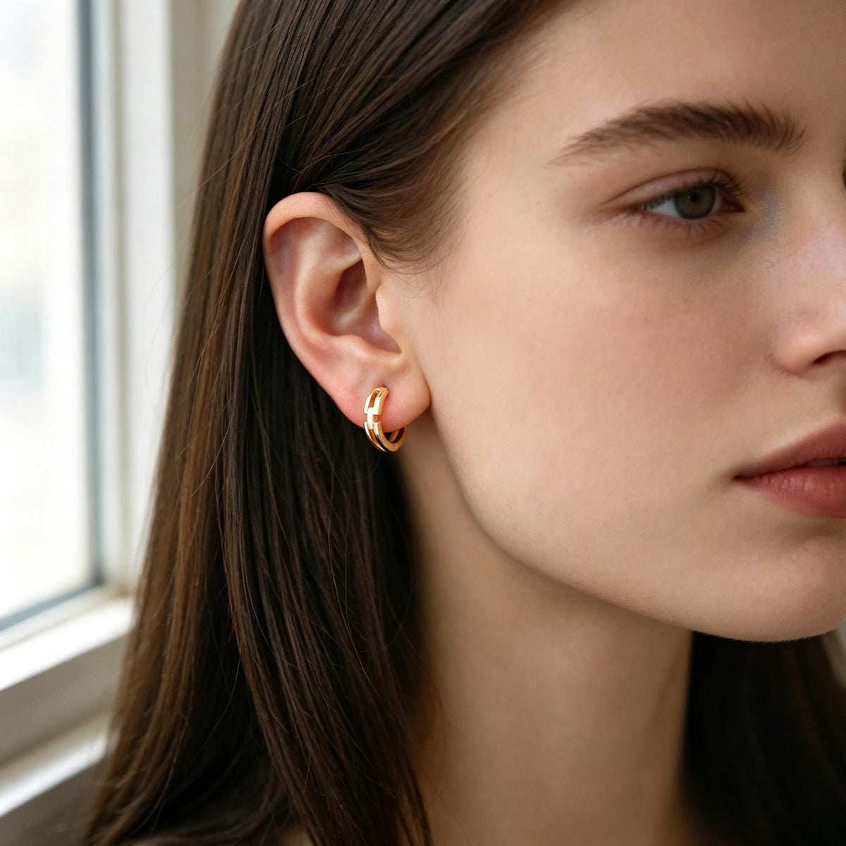 4pcs Gold/ Rhodium plated Hoop Earrings, CZ Pave Huggies (GB-3020)