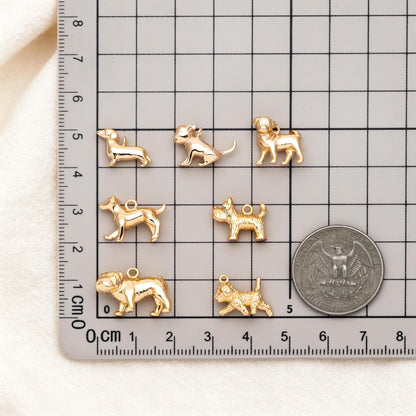 10pcs Gold/ Silver 3D Dog Charm, Gold/ Rhodium plated Brass, Jewelry Making, Diy Material, Jewelry Supplies (GB-2668)