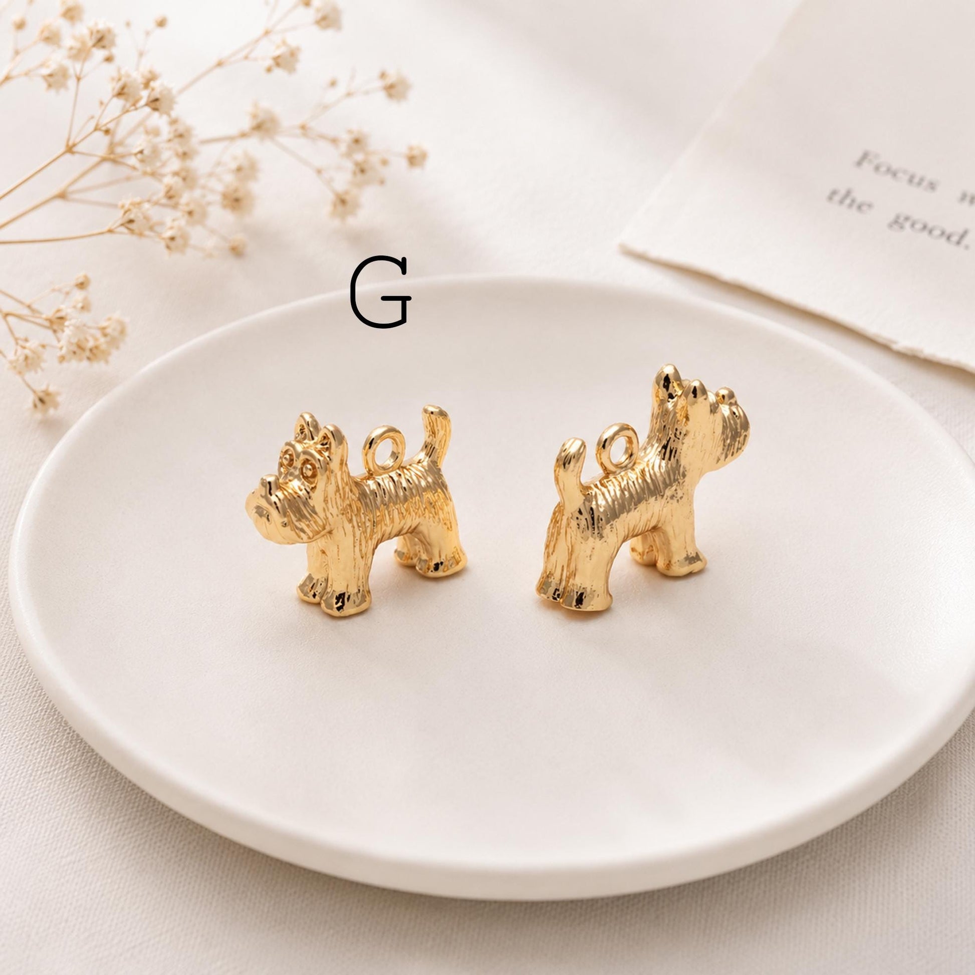 10pcs Gold/ Silver 3D Dog Charm, Gold/ Rhodium plated Brass, Jewelry Making, Diy Material, Jewelry Supplies (GB-2668)