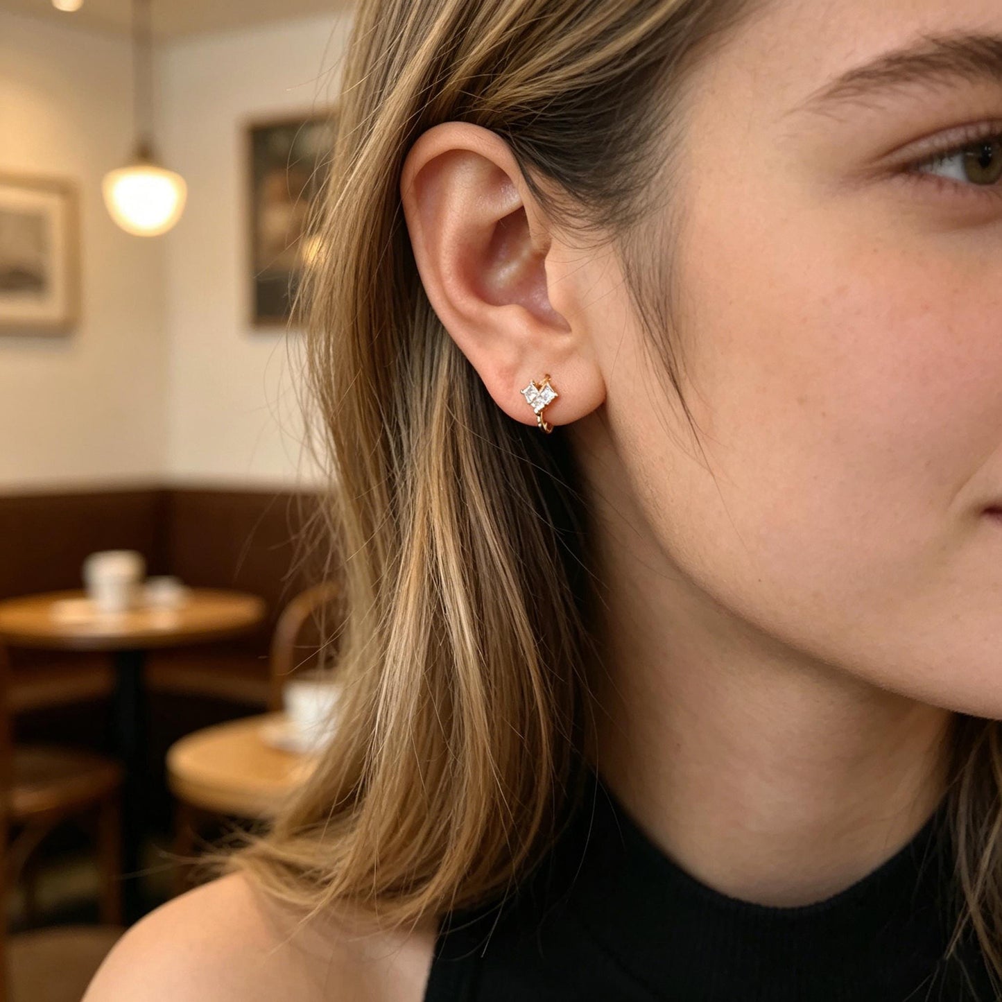 4pcs CZ Pave Hoop Earrings, Dainty Huggie Earrings, Minimalist Earring, Small Gold Hoops Earring (GB-3467)