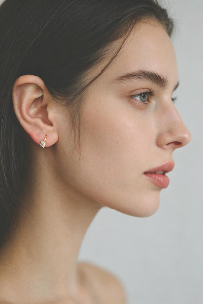 4pcs CZ Pave Hoop Earrings, Dainty Huggie Earrings, Minimalist Earring, Small Gold Hoops Earring (GB-3467)