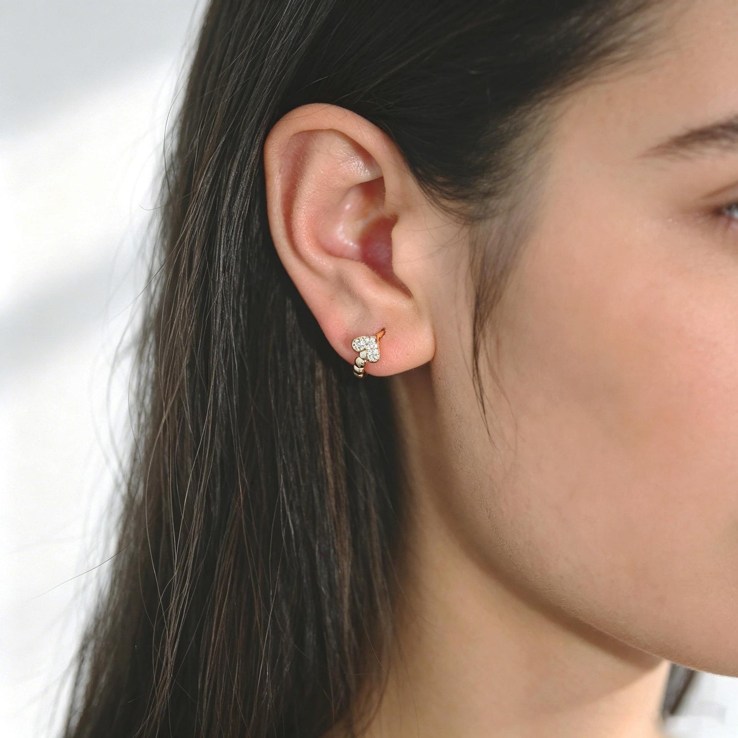 4pcs CZ Pave Tiny Hoop Earrings , Dainty Huggie Earrings, Minimalist Earring, Small Gold Hoops Earring (GB-3477)