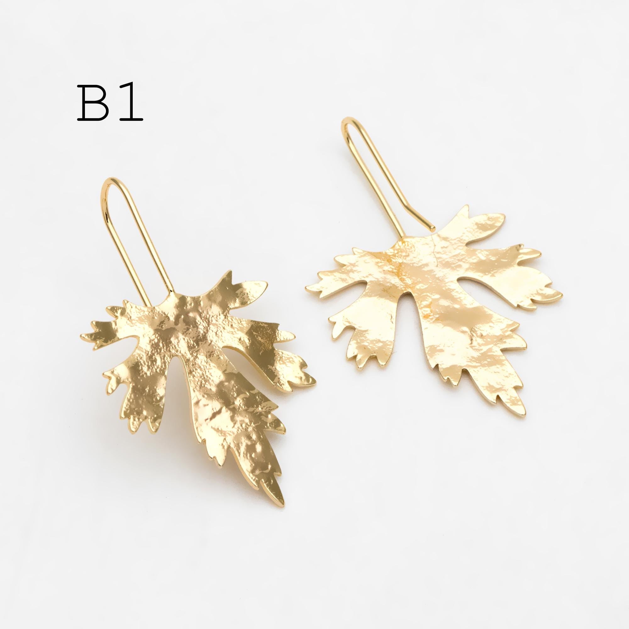 4pcs Gold/ Silver Tone Leaf Ear Hooks, Simple Earwires Earring Components (GB-3323)