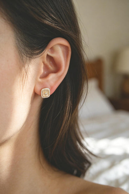4pcs CZ Pave Hoop Earrings, 18K Real Gold plated Huggie Earrings (GB-3894)