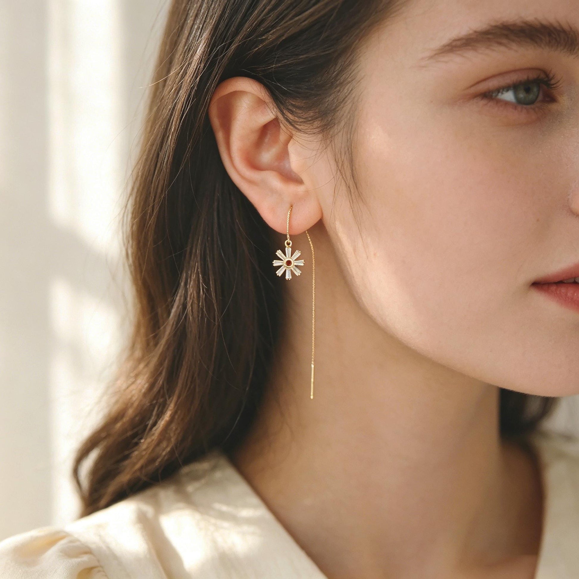 4pcs CZ Pave Gold Flower Leaf Charms, 18K Gold plated Brass, Dainty Earring Pendants (GB-4130)