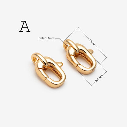4pcs Gold Necklace Clasp, Oval Spring Gate Ring , Oval Gate Ring, Gold plated Brass Basic Supplies (GB-1831)
