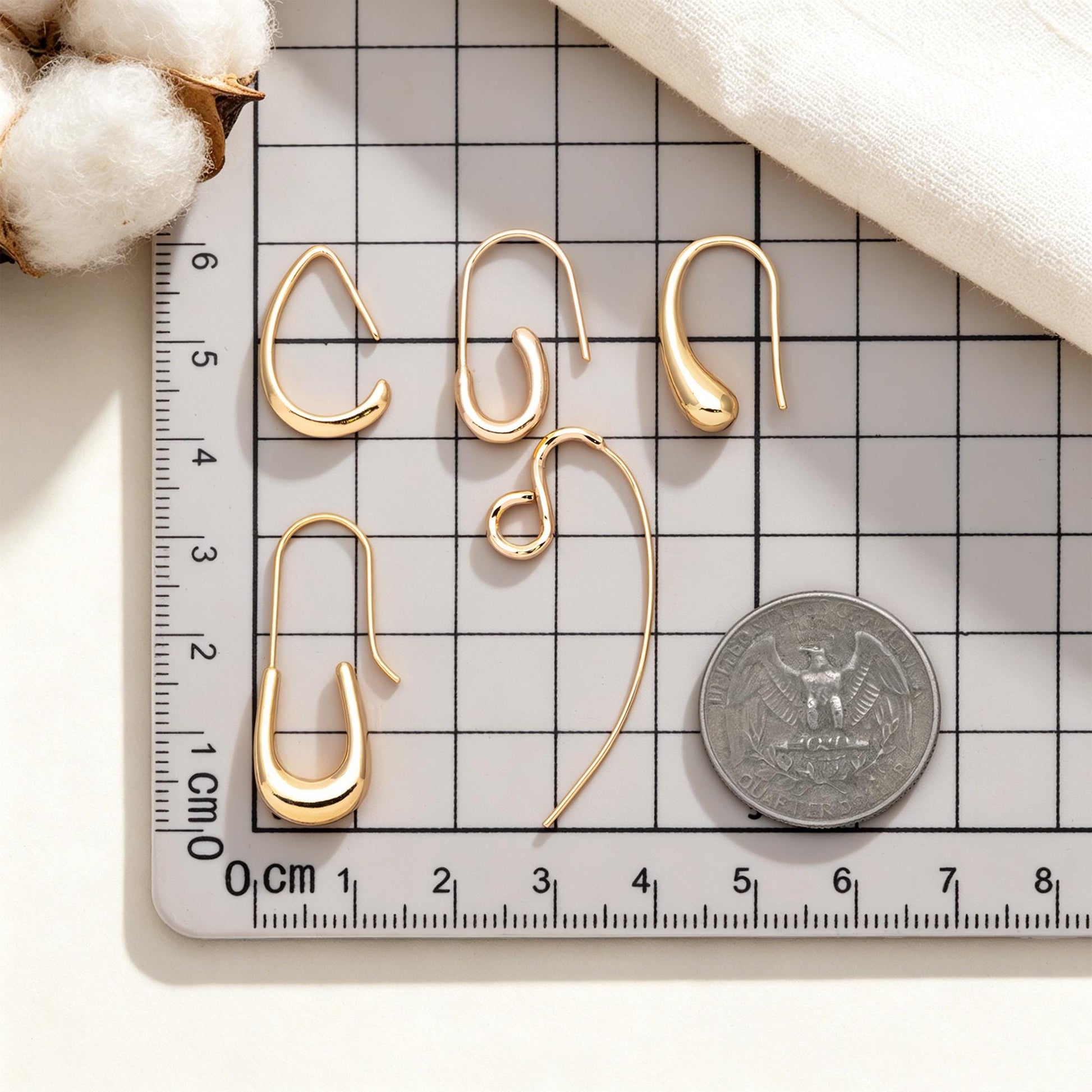 10pcs Gold/ Rhodium plated Brass Ear Hooks 38X13mm, Simple Earwires Earring Components (GB-3844)