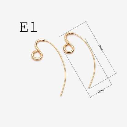 10pcs Gold/ Rhodium plated Brass Ear Hooks 38X13mm, Simple Earwires Earring Components (GB-3844)