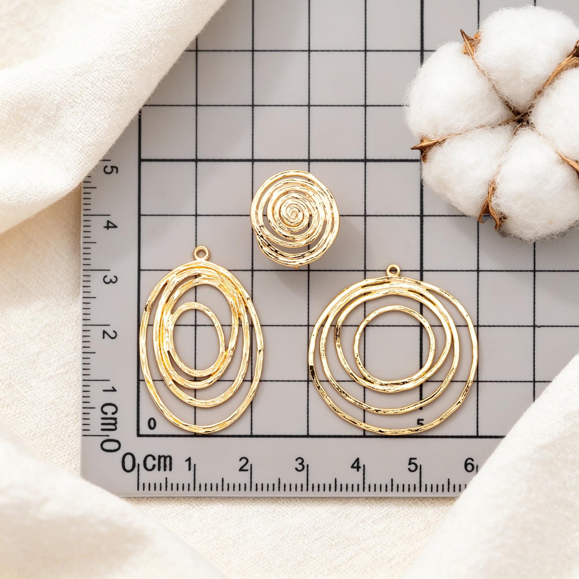 10pcs Spiral Jewelry Findings, Abstract Swirl Stud Earrings & Pendant Charms, Gold Silver Plated Components for DIY Jewelry Making (GB-1066)