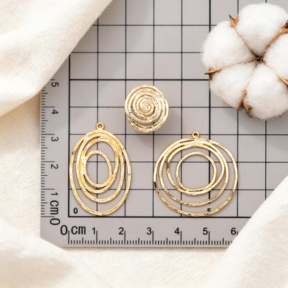 10pcs Spiral Jewelry Findings, Abstract Swirl Stud Earrings & Pendant Charms, Gold Silver Plated Components for DIY Jewelry Making (GB-1066)