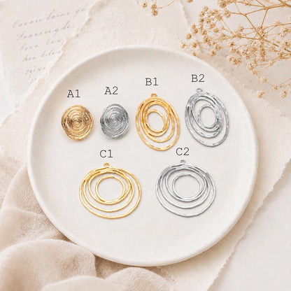 10pcs Spiral Jewelry Findings, Abstract Swirl Stud Earrings & Pendant Charms, Gold Silver Plated Components for DIY Jewelry Making (GB-1066)