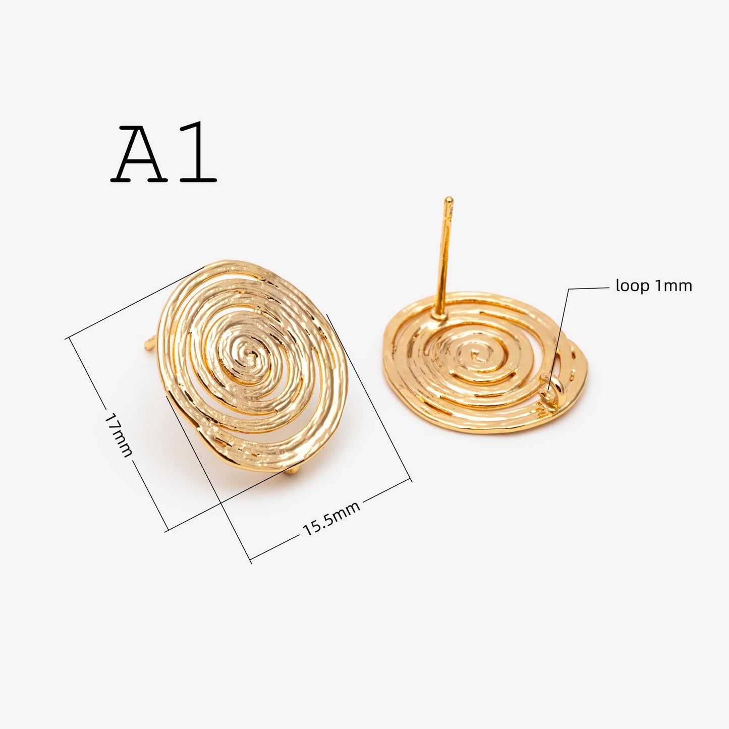 10pcs Spiral Jewelry Findings, Abstract Swirl Stud Earrings & Pendant Charms, Gold Silver Plated Components for DIY Jewelry Making (GB-1066)