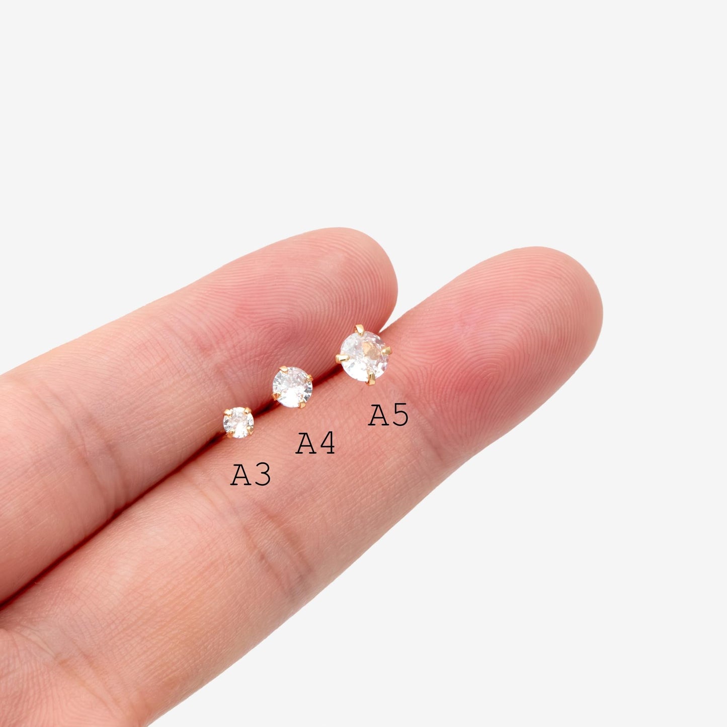 10pcs Micro Pave CZ Square Ear Posts, Real Gold Plated Brass Geometric Earring Studs (GB-3014)