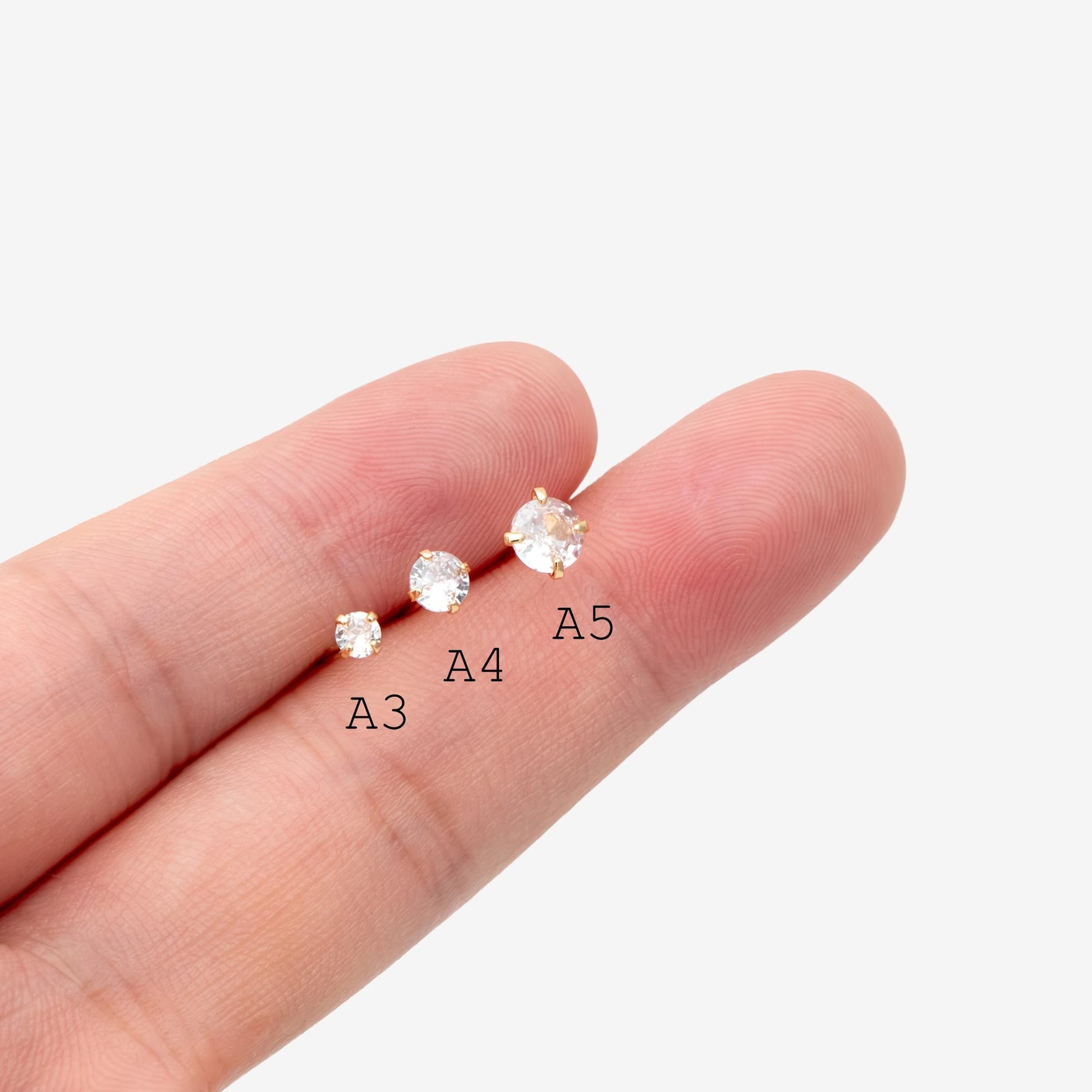 10pcs Micro Pave CZ Square Ear Posts, Real Gold Plated Brass Geometric Earring Studs (GB-3014)