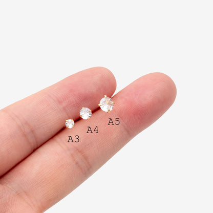 10pcs Micro Pave CZ Square Ear Posts, Real Gold Plated Brass Geometric Earring Studs (GB-3014)