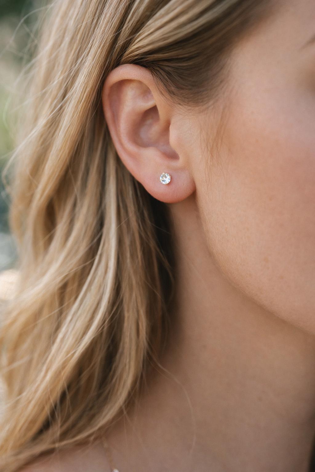 10pcs Micro Pave CZ Square Ear Posts, Real Gold Plated Brass Geometric Earring Studs (GB-3014)