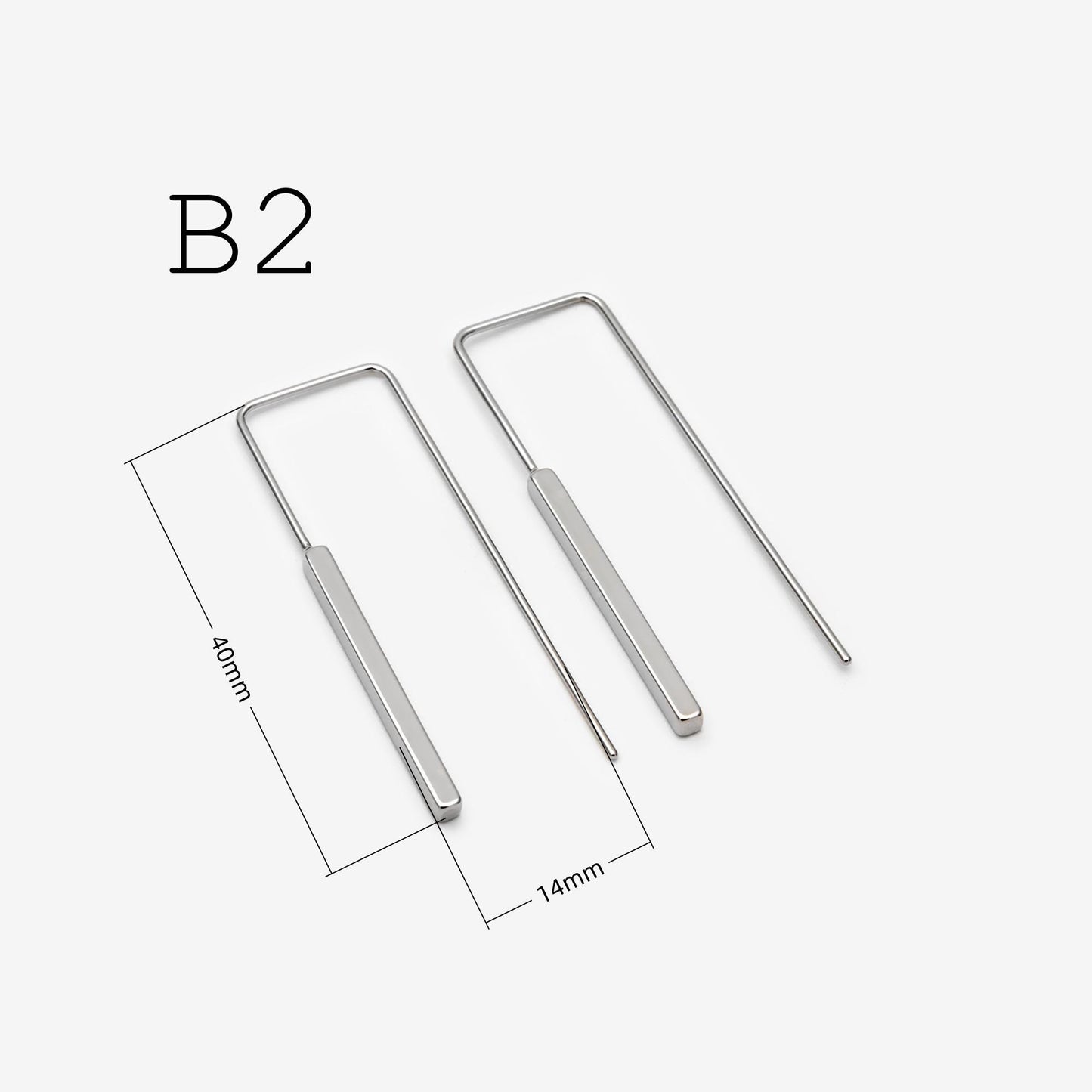 10pcs Gold/ Silver Tone Cube Ear Hooks 34x10mm, Gold/ Rhodium plated Brass Square Bar Earwires, Minimalist Earring Components (GB-2732)