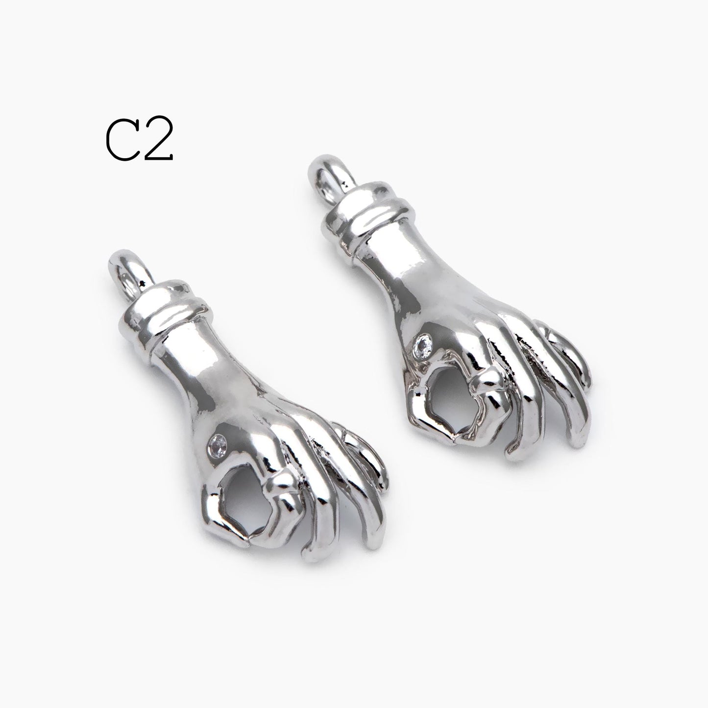 4pcs Gold/ Silver Hand Charms, Gold/ Rhodium plated Brass, DIY Jewelry Making Supplies (GB-4156)