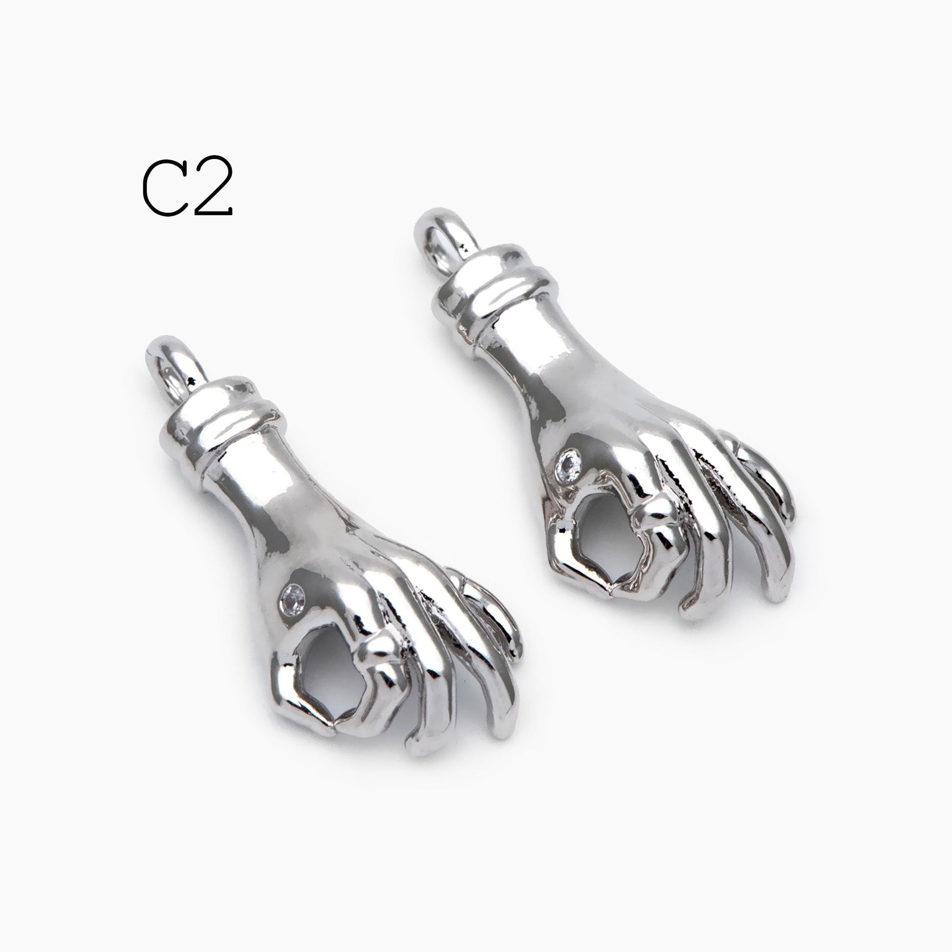 4pcs Gold/ Silver Hand Charms, Gold/ Rhodium plated Brass, DIY Jewelry Making Supplies (GB-4156)