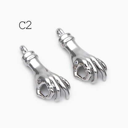 4pcs Gold/ Silver Hand Charms, Gold/ Rhodium plated Brass, DIY Jewelry Making Supplies (GB-4156)