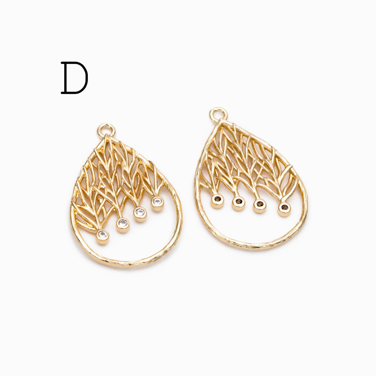 4pcs CZ Pave Geometric Charms: 18K Gold/Rhodium Plated Brass, DIY Jewelry Pendants (GB-2273)