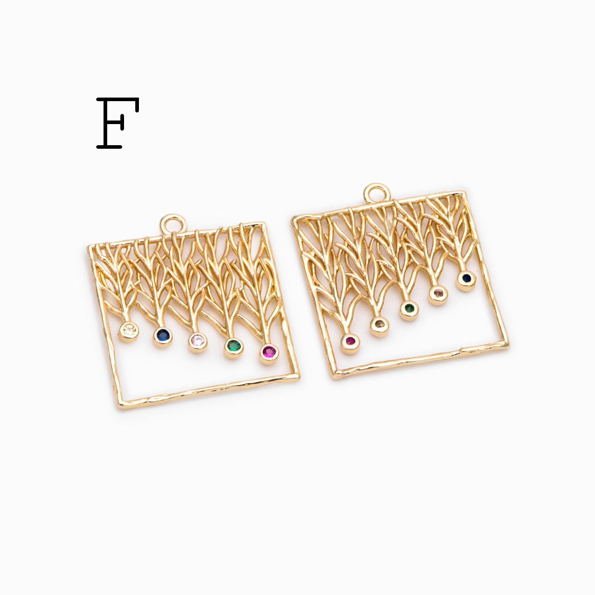 4pcs CZ Pave Geometric Charms: 18K Gold/Rhodium Plated Brass, DIY Jewelry Pendants (GB-2273)
