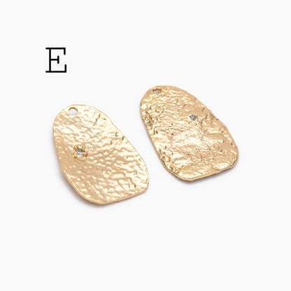 10pcs Gold Hammered Geometric Charms, 18K Gold plated Brass Rustic Pendants (GB-2977)