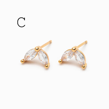 4pcs CZ Pave Dainty Earring, 18K Gold Plated Brass, Jewelry Making, Diy Material, Jewelry Supplies (GB-3369)