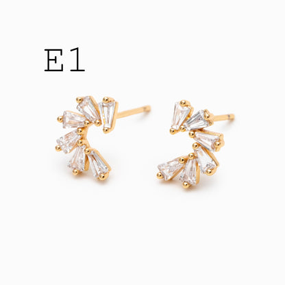 4pcs CZ Pave Dainty Earring, 18K Gold Plated Brass, Jewelry Making, Diy Material, Jewelry Supplies (GB-3369)