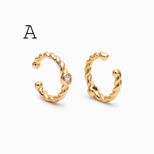 10pcs CZ Pave Gold Ear Cuff, Minimalist Ear Cuff, Dainty Earcuff Earring (GB-3539)