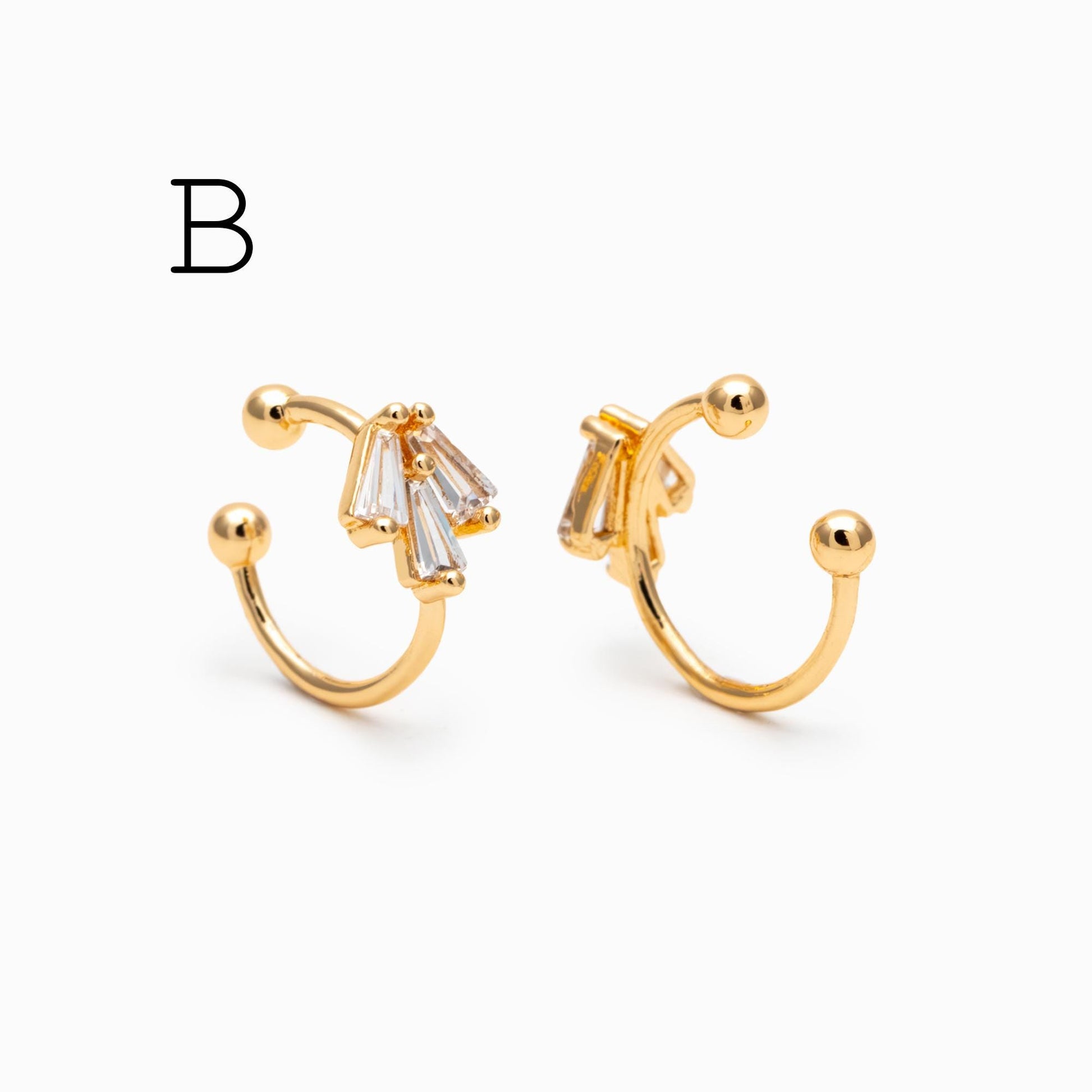 10pcs CZ Pave Gold Ear Cuff, Minimalist Ear Cuff, Dainty Earcuff Earring (GB-3539)