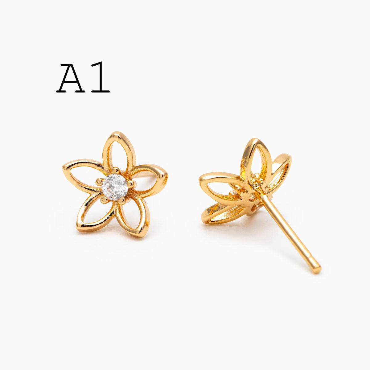 10pcs Gold/ Silver Hollow Flower Butterfly Stud Earrings, Gold/ Rhodium plated Brass, Jewelry Supplies (GB-4323)