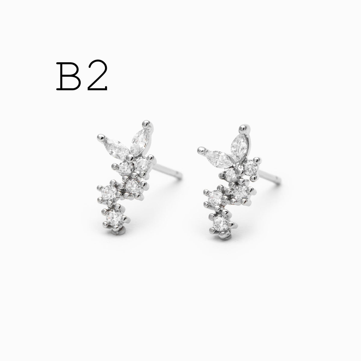 10pcs Gold/ Silver Tone CZ Cluster Earrings, Gold/ Rhodium Plated Brass, Dainty Stud Earrings (GB-4335)