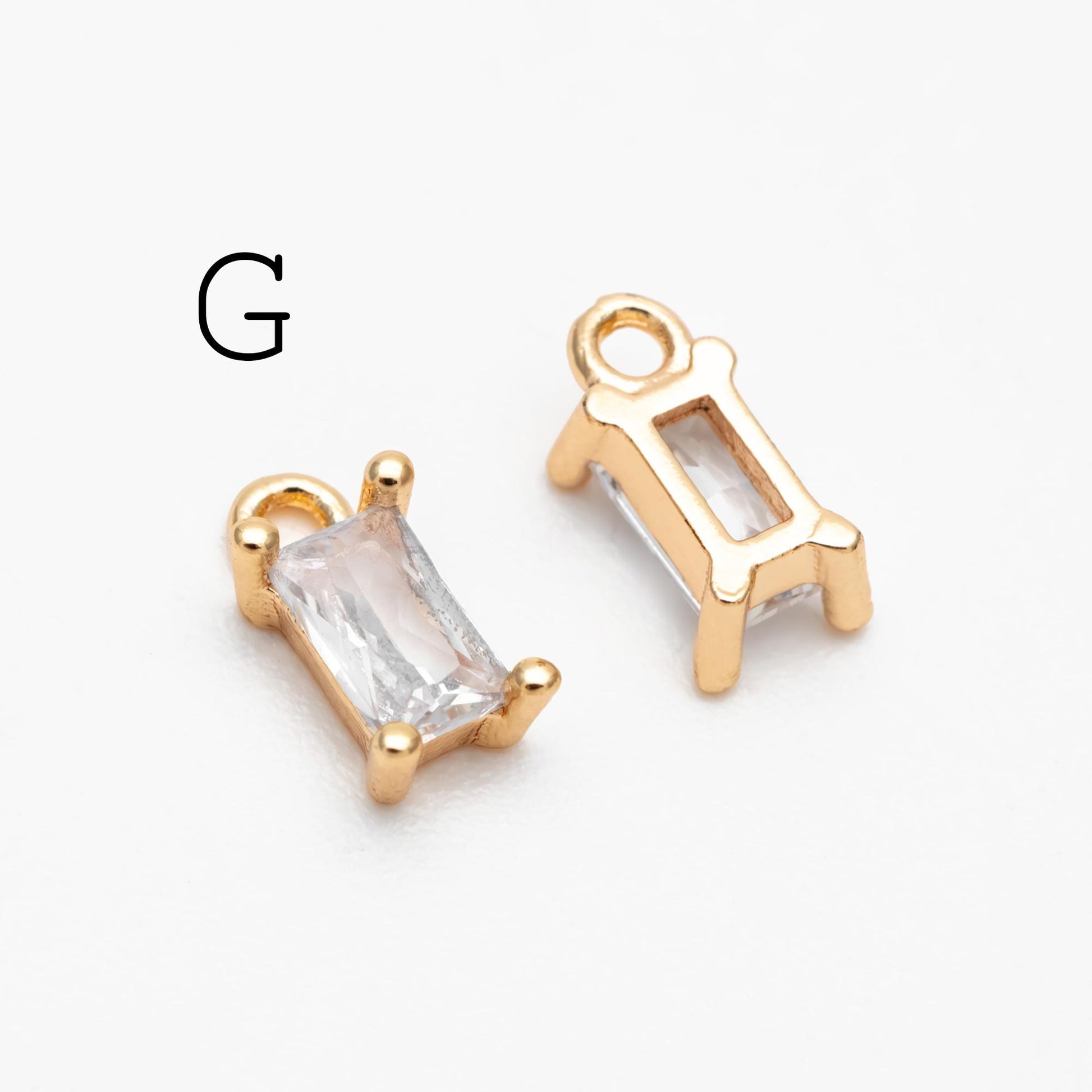 10pcs Gold/ Silver Tone Tiny CZ Charms, Gold/ Rhodium plated Brass, Jewelry Supplies (GB-4582)