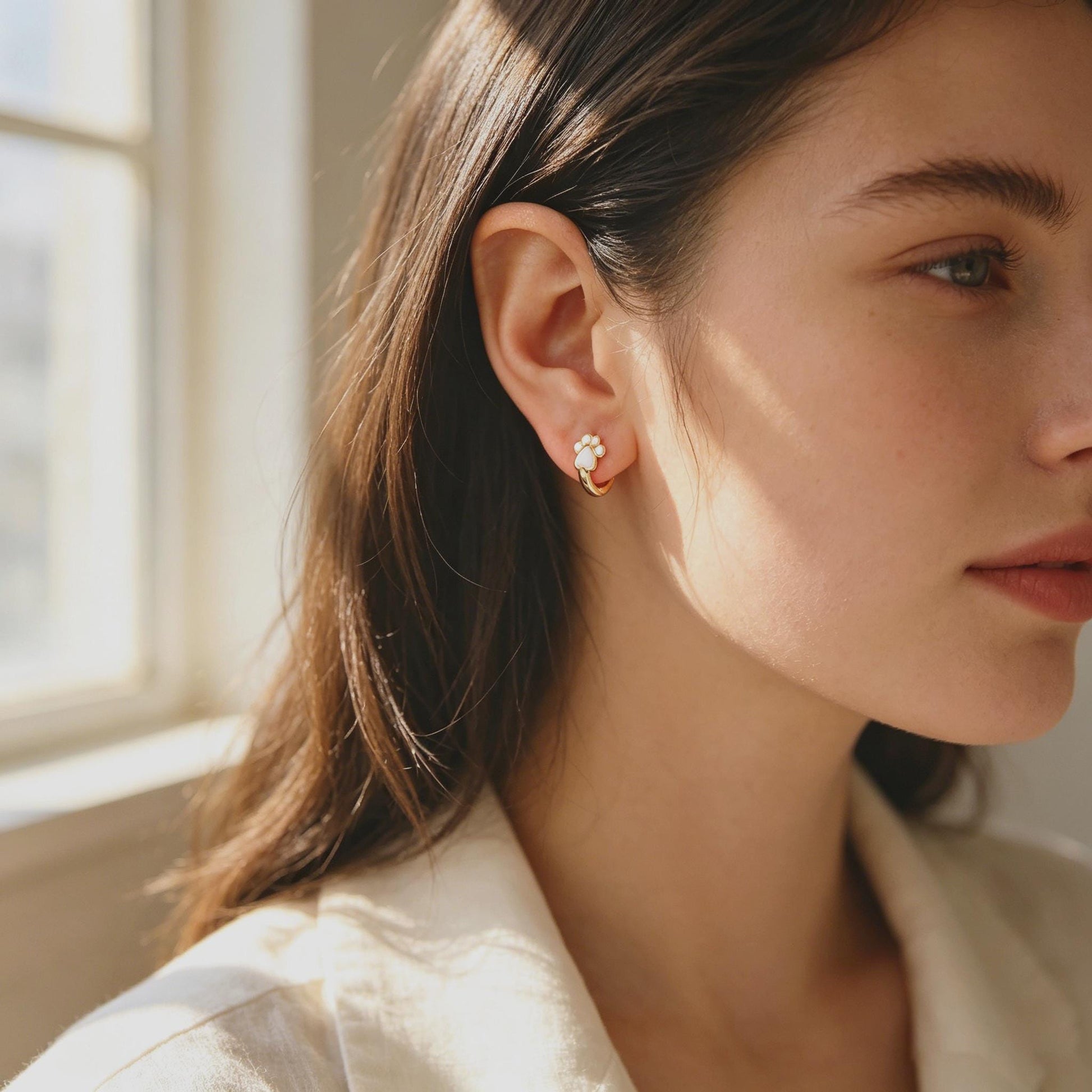 4pcs Gold Enamel Hoop Earrings, 18K Gold plated Brass, Minimalist Huggie Earrings (GB-3839)