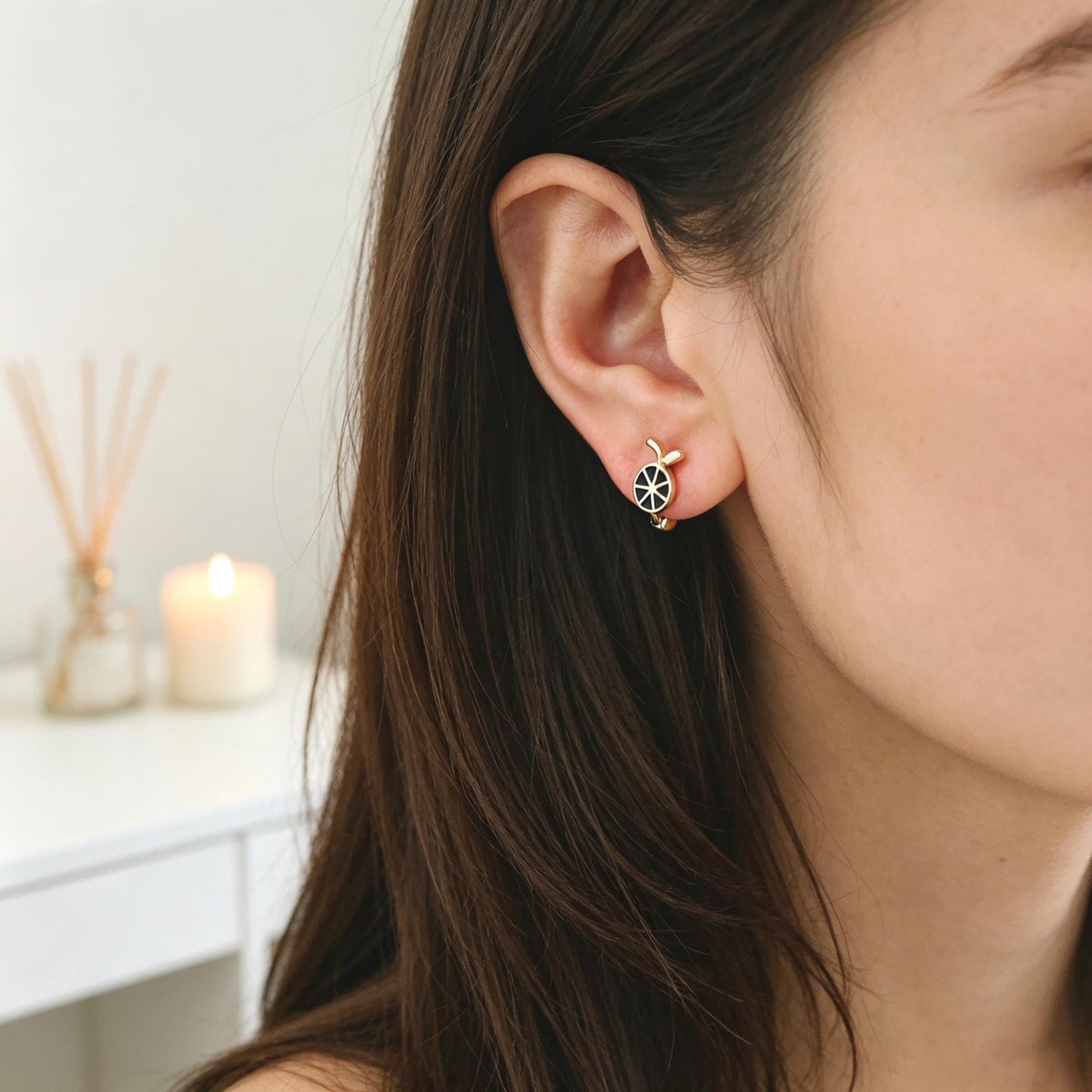 4pcs Gold Enamel Hoop Earrings, 18K Gold plated Brass, Minimalist Huggie Earrings (GB-3843)