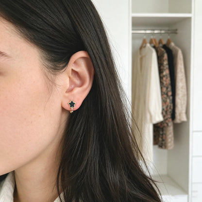 4pcs Gold Enamel Hoop Earrings, 18K Gold plated Brass, Minimalist Huggie Earrings (GB-3843)