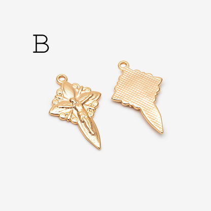4pcs CZ pave Gold Cross Pendant, Christian Cross Pendant, Snake Charms, Ankh, Jewelry Supplies (GB-2288)