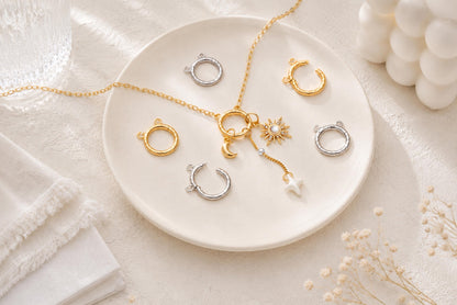 4pcs Gold Circle Clasp, Round Hammered Clasp for DIY Jewelry Making Supply (GB-4778)