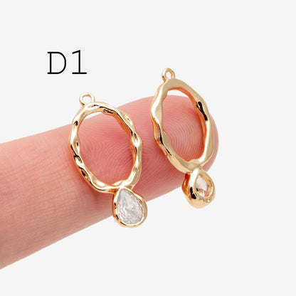 10pcs CZ Pave Gold Charm Connectors, 18K Gold plated Brass, U-shaped Curved Bar Stick Pendants 21x10mm (GB-913)