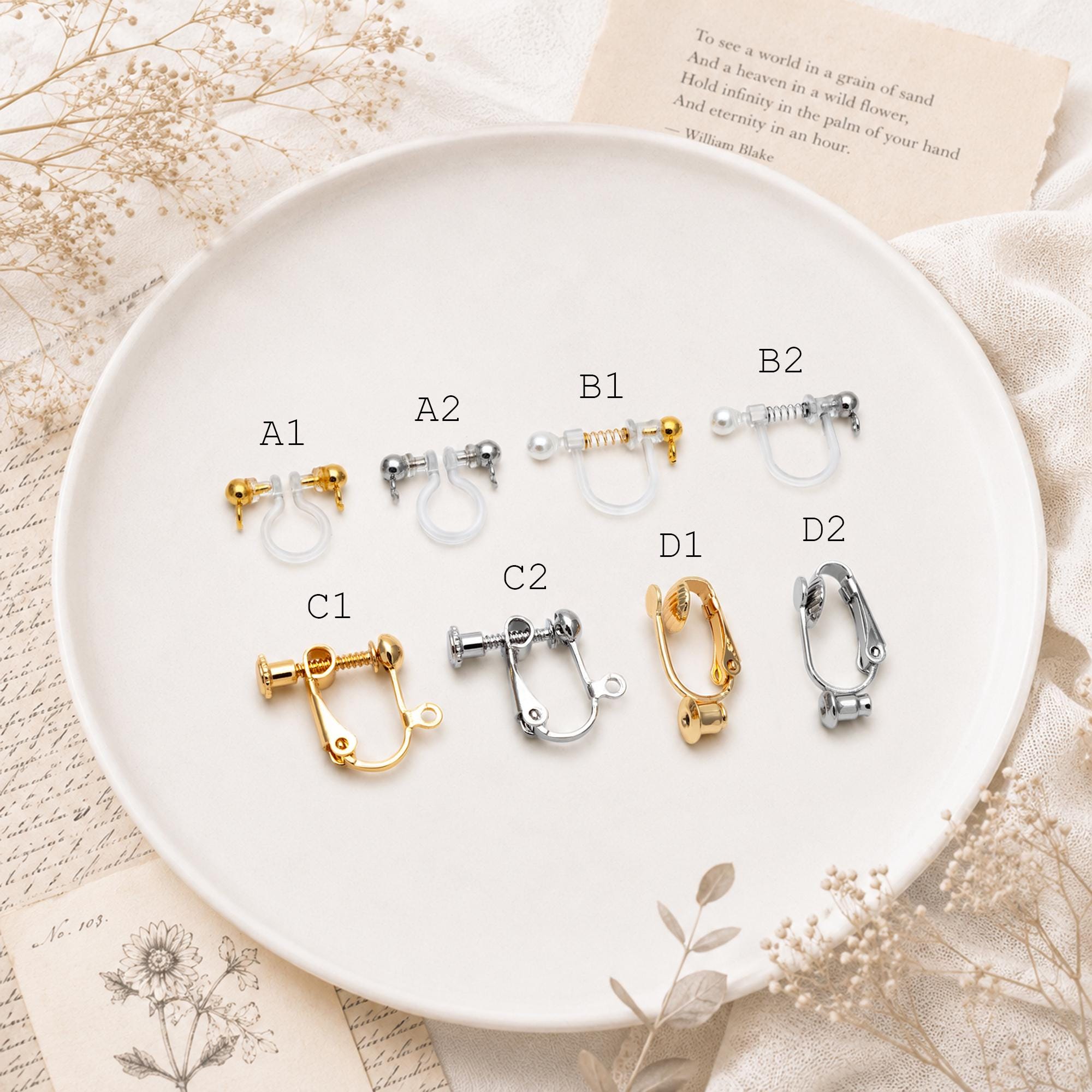 10pcs Clip On Earring Findings, Gold/ Silver tone Non Pierced Earrings (GB-251)