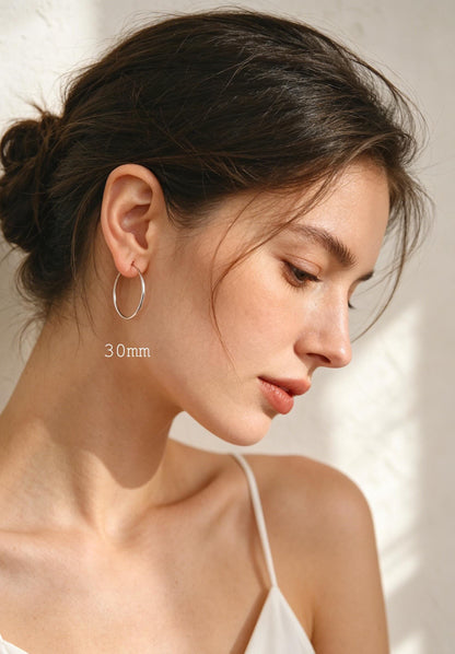 10pcs Gold/ Silver Tone Hoop Earrings, Size 15/ 20/ 25/ 30/ 35/ 40/ 45mm by 1.5mm Thick, Huggie Minimalist Earrings (GB-2812)