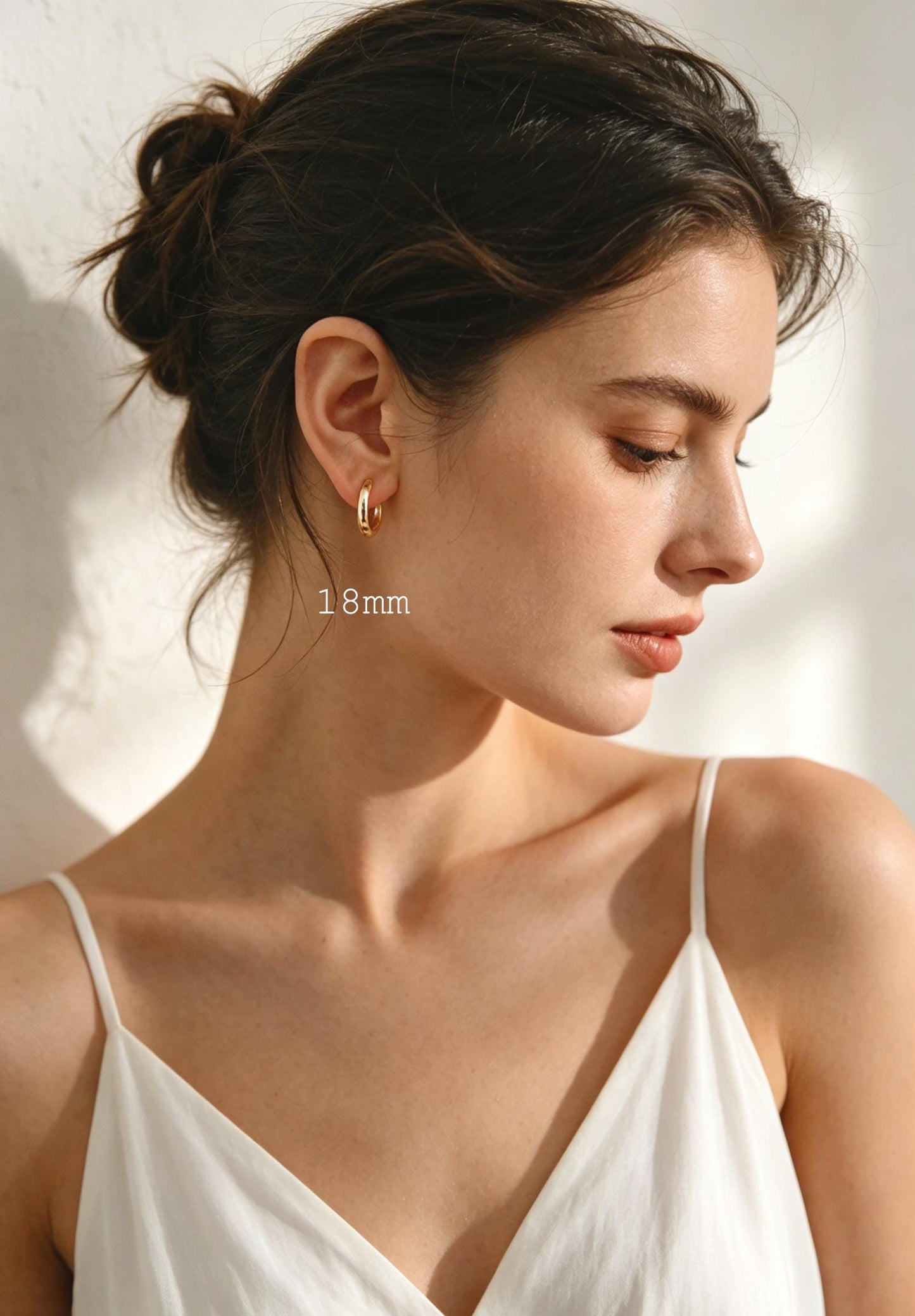 4pcs Gold/ Silver Chunky Hoop Huggies, 3mm Thick, 14/ 16/ 18/ 20/ 26mm, Stainless Steel Hoop Earrings, Minimalist Earrings (GB-2788)