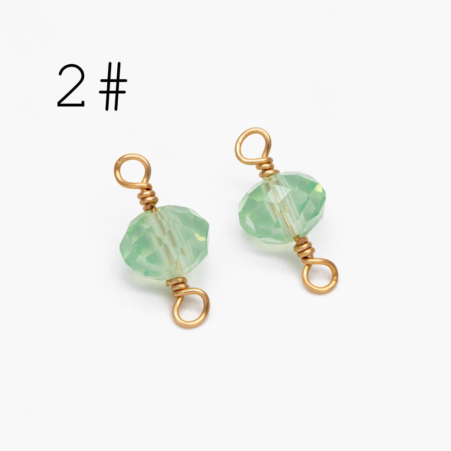 20pcs Crystal Rondelle Beaded Connectors, Glass Beads 8x6mm, 18K Gold Wire Charms, Diy Material Findings (GB-4133)