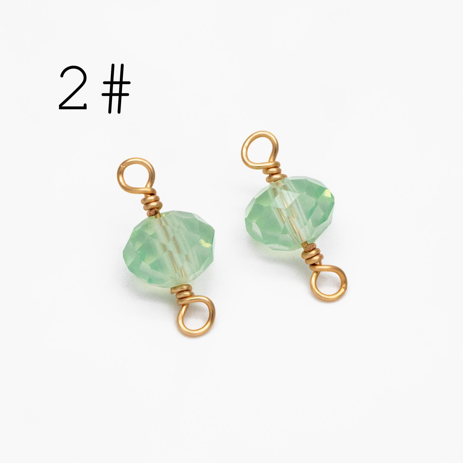 20pcs Crystal Rondelle Beaded Connectors, Glass Beads 8x6mm, 18K Gold Wire Charms, Diy Material Findings (GB-4133)