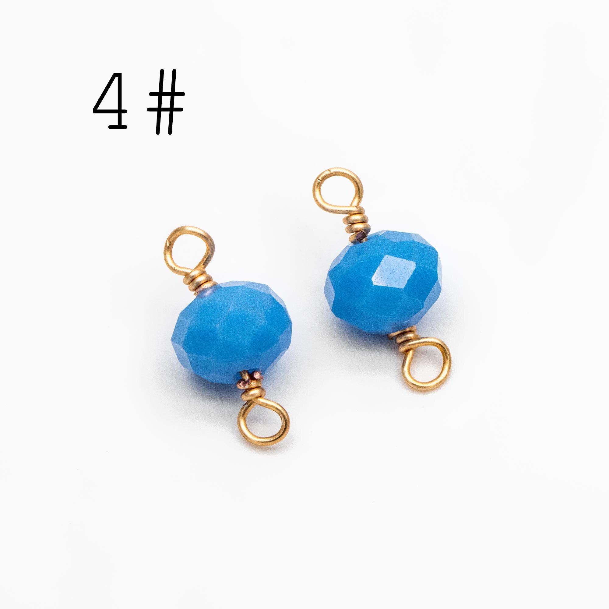 20pcs Crystal Rondelle Beaded Connectors, Glass Beads 8x6mm, 18K Gold Wire Charms, Diy Material Findings (GB-4133)