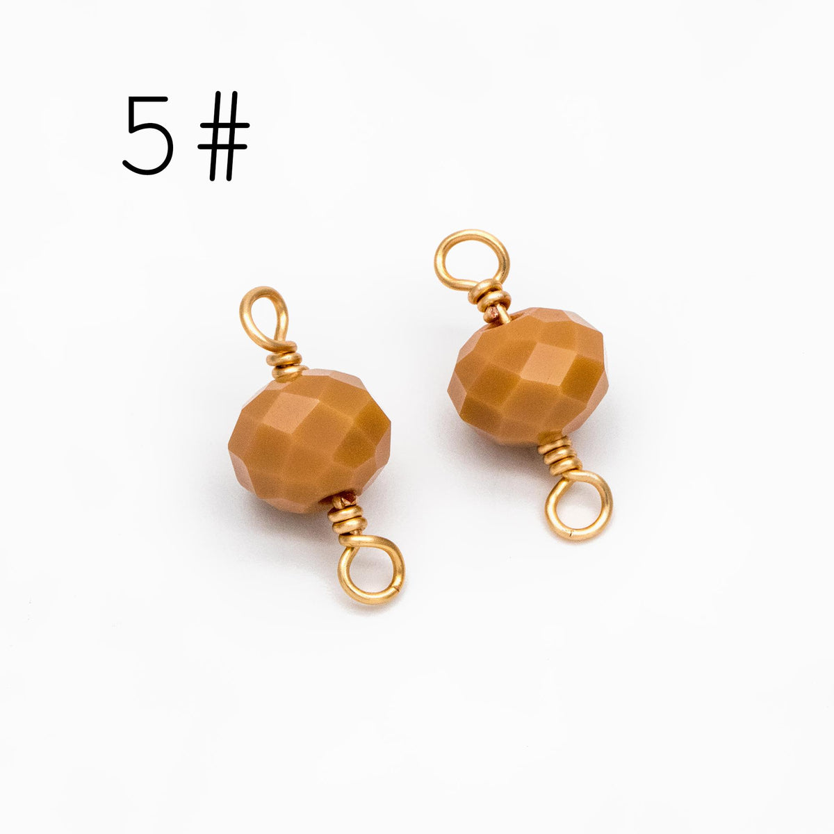 20pcs Crystal Rondelle Beaded Connectors, Glass Beads 8x6mm, 18K Gold Wire Charms, Diy Material Findings (GB-4133)