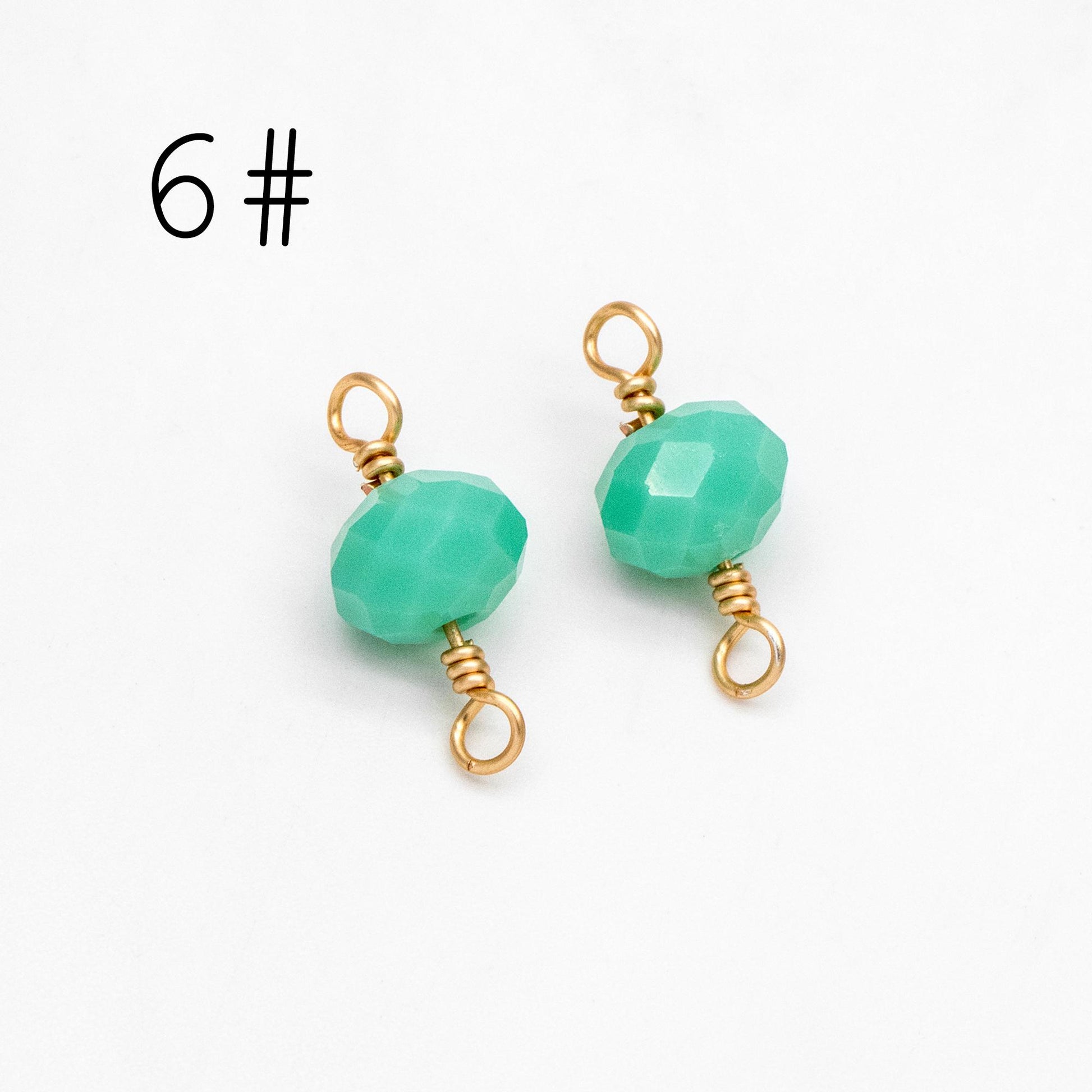 20pcs Crystal Rondelle Beaded Connectors, Glass Beads 8x6mm, 18K Gold Wire Charms, Diy Material Findings (GB-4133)